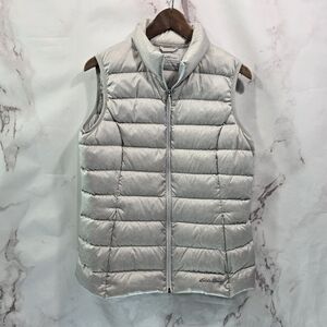 Eddie Bauer Vest Womens Medium Gray Down Puffer Insulated 650 FP Fill Cirrus